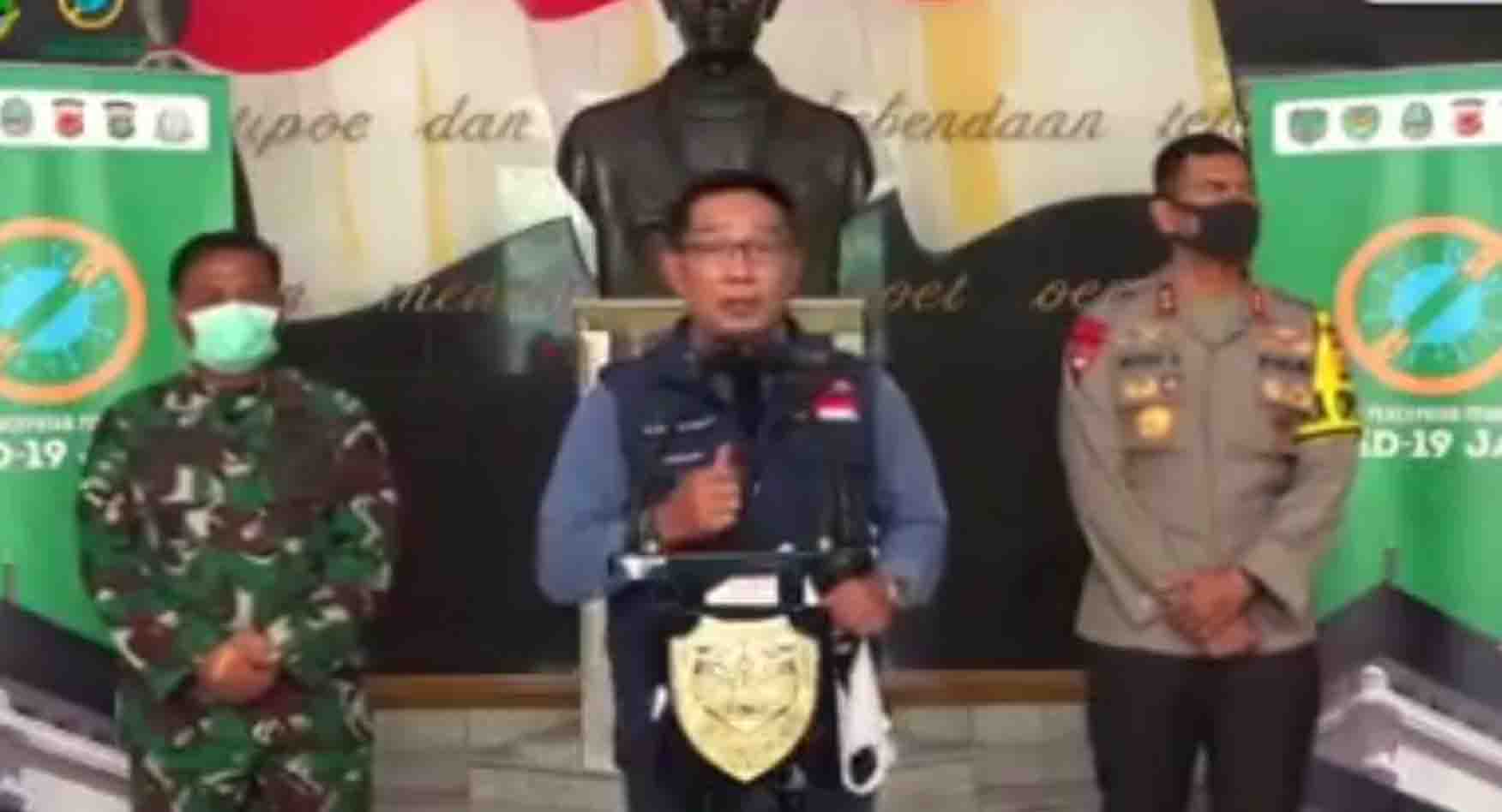 VIDEO! Pernyataan Gubernur Jawa Barat, Ridwan Kamil. Bagi yang tidak memakai masker saat keluar rumah akan dikenakan sanksi