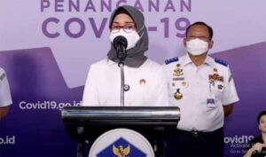 Adita Irawati, Juru Bicara Kemenhub, saat memaparkan aturan larangan mudik Lebaran 2021