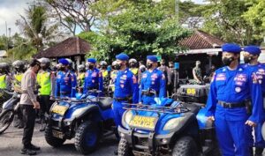 Gelar pasukan pengamanan pertemuan tingkat menteri keuangan G-20 digelar di halaman ITDC Nusa Dua, Selasa (12/7/2022).