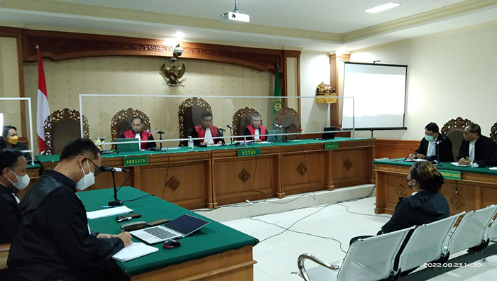 Suasana Sidang Vonis Mantan Bupati Tabanan, Ni Putu Eka Wiryastuti di Pengadilan Tipikor Denpasar, Selasa (23/8/2022).