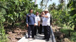 Bupati Jembrana I Nengah Tamba saat berada di kebun Kelompok Tani Kakao Merta Abadi.