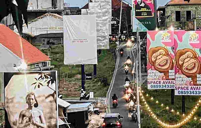 Papan billboard ukuran jumbo yang diminta dibongkar di sepanjang jalan shortcut Canggu-Tibubeneng.