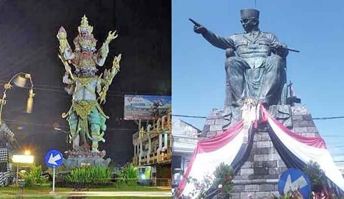 Patung Bung Karno (kanan) yang sekarang masih berdiri di Simpang TL Kediri.