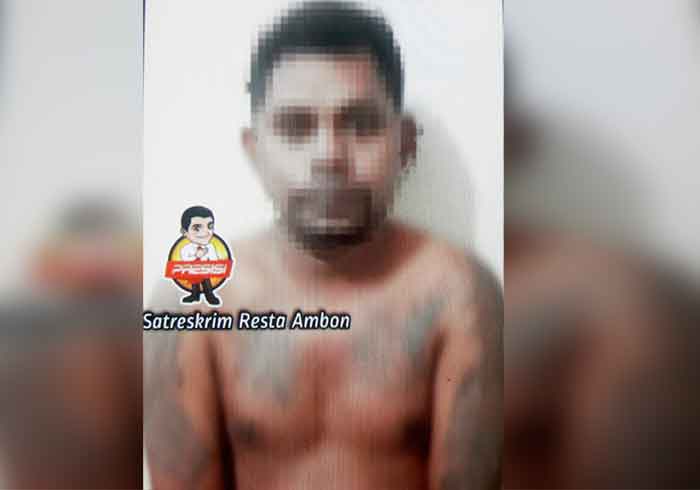 Pelaku Pencuri HP berinisial M.L di rumah tahanan Polresta Ambon.