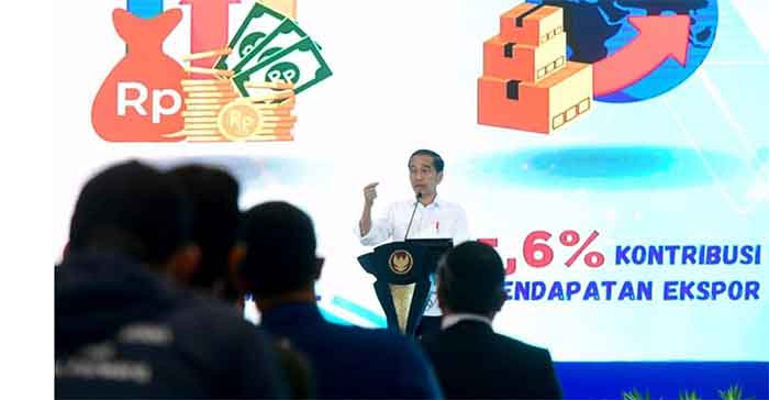 Presiden Joko Widodo menyampaikan sambutannya dalam acara Peresmian Pembukaan BUMN Startup Day Tahun 2022, pada hari Senin, 26 September 2022, di Indonesia Convention Exhibition (ICE) BSD City, Kabupaten Tangerang, Provinsi Banten.