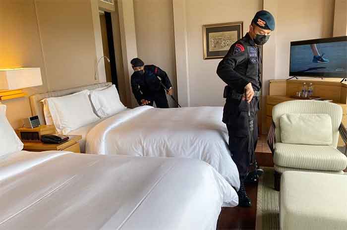 Tim Penjinak Bom Brimob Polda Bali Sterilkan Hotel yang Ditempati HoD dan Delegasi Luar Negeri