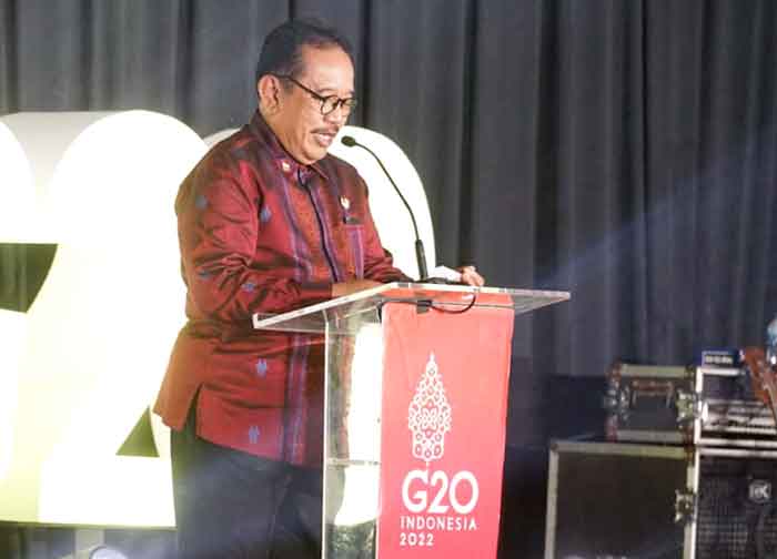 Wagub Bali saat berbicara di hadapan para menteri pertanian anggota G-20 di Jimbaran Bali.