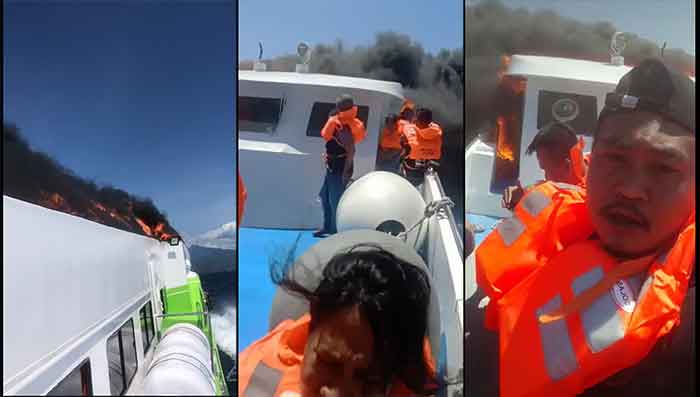 Kapal Cantika 77 Rute Kupang-Alor Terbakar di Perairan Kabupaten Kupang.