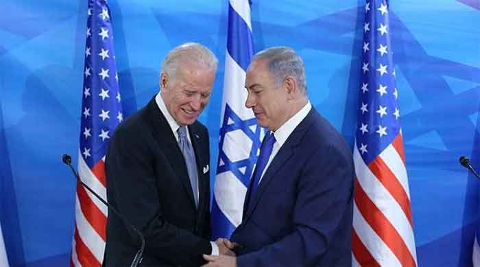 Benjamin Netanyahu bersama Joe Biden.