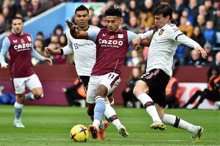 Aston Villa vs Manchester United, di Liga Premier Inggris. (Foto:AP Photo)