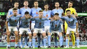 Timnas Spanyol saat melawan Maroko