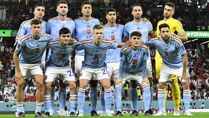Timnas Spanyol saat melawan Maroko