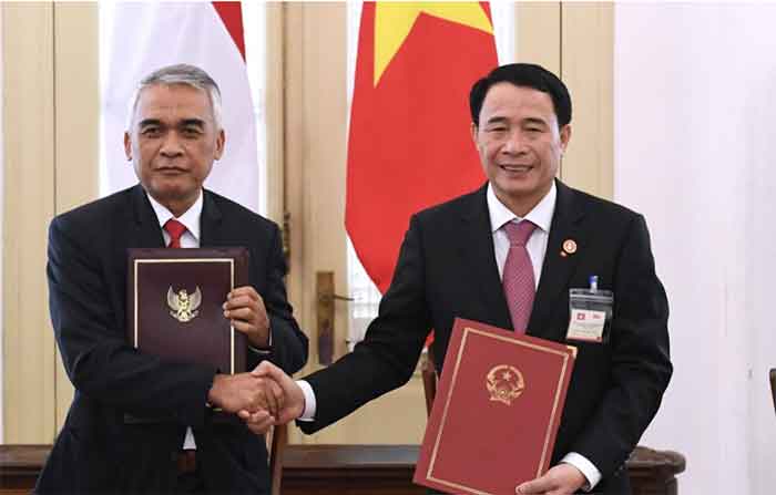 Penandatanganan sejumlah kerja sama antara pemerintah Indonesia dan Vietnam di Istana Kepresidenan Bogor, Jawa Barat, Kamis ( 22/12/2022).