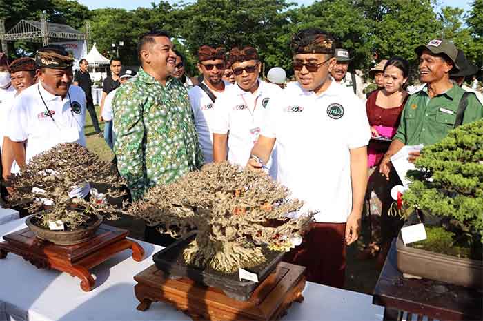 Wali Kota Jaya Negara saat membuka kontes dan pameran bonsai nasional "The Max 30 Cm 2022" di Lapangan Lumintang, Denpasar, Selasa (20/12/2022).