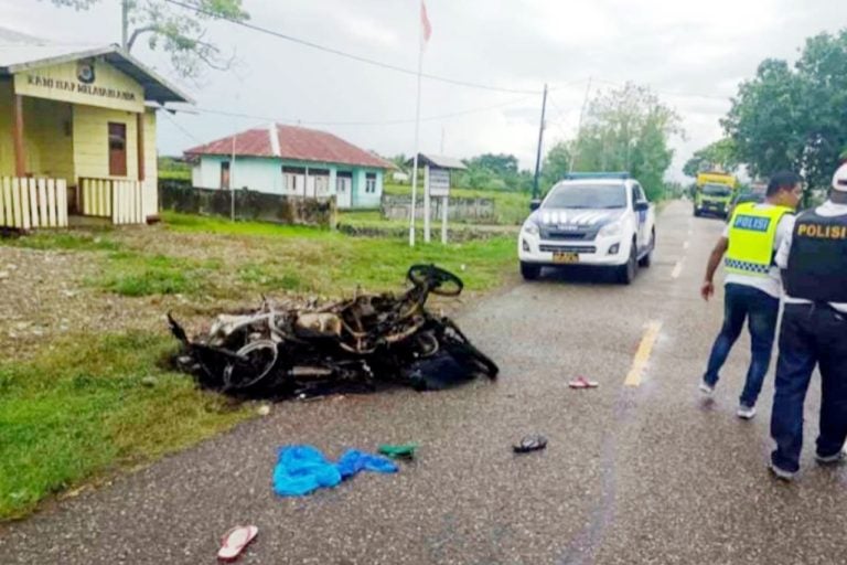 Lokasi kejadian pembacokan di depan halaman Polsub Sektor Kobisonta