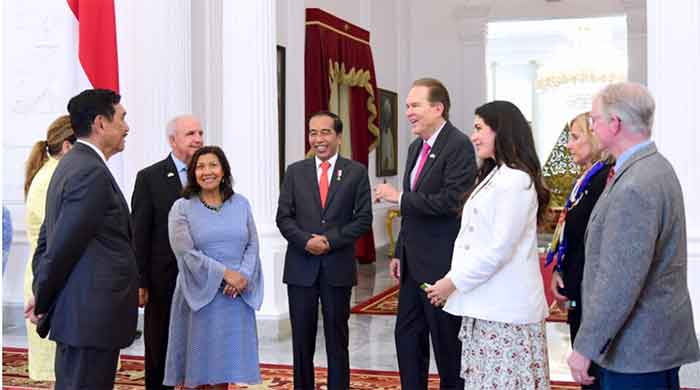 Presiden Joko Widodo menerima kunjungan delapan anggota kongres Amerika Serikat pada Rabu, (3/5/2023) di Istana Merdeka, Jakarta. (Foto: BPMI Setpres/Muchlis Jr)