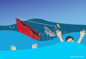 Ilustrasi-kapal-dan-korban-tenggelam-di-laut.