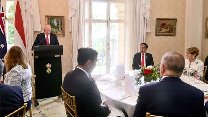 Presiden Joko Widodo menghadiri jamuan santap siang kenegaraan di Admiralty House, Sydney, pada Selasa (4/7/2023). (Foto: BPMI Setpres/Muchlis Jr)