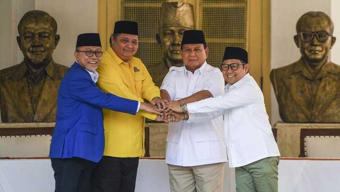 Deklarasi dukungan Golkar dan PAN terhadap Capres Prabowo Subianto. ((Foto: ANTARA FOTO/GALIH PRADIPTA)
