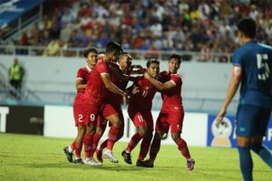 Timnas Indoensia U-23 kontra Timnas Thaliand dalam laga semi final piala AFF 2023. (Foto: Dok. PSSI)