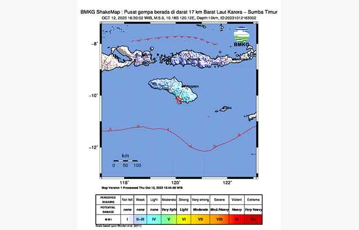 Gempabumi Tektonik M5,0 Guncang Sumba Timur, Tidak Berpotensi Tsunami