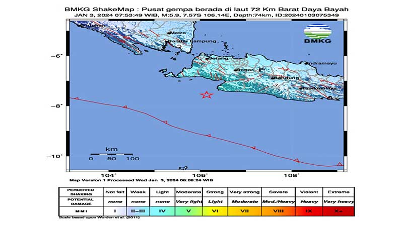 Gempa Bermagnitudo 5,9 Guncang Banten, Tidak Berpotensi Tsunami