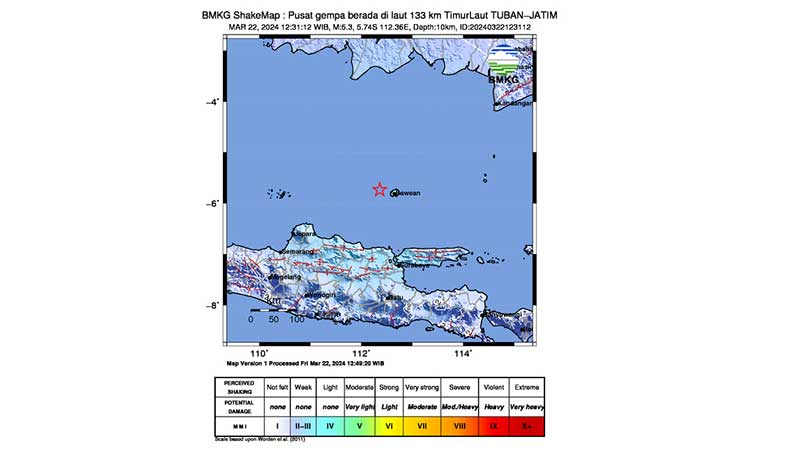 Gempa Bumi Tektonik M6,0 di Laut Jawa, Tidak Berpotensi Tsunami