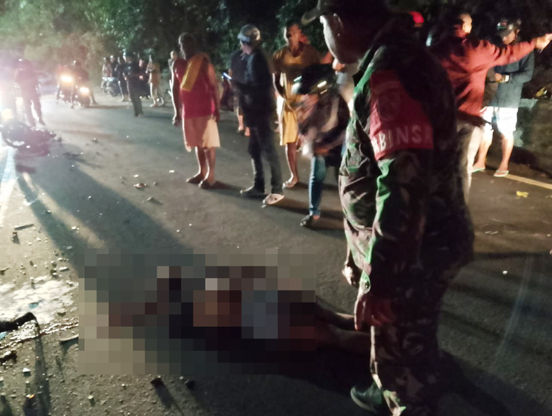 Tabrakan motor dan mobil di desa Suli, dua orang meninggal dunia