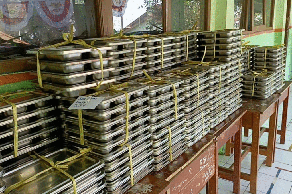 Makan Bergizi Gratis (MBG) yang di sajikan kepada siswa-siswi di Kecamatan Kairatu, Kabupaten Seram Bagian Barat.