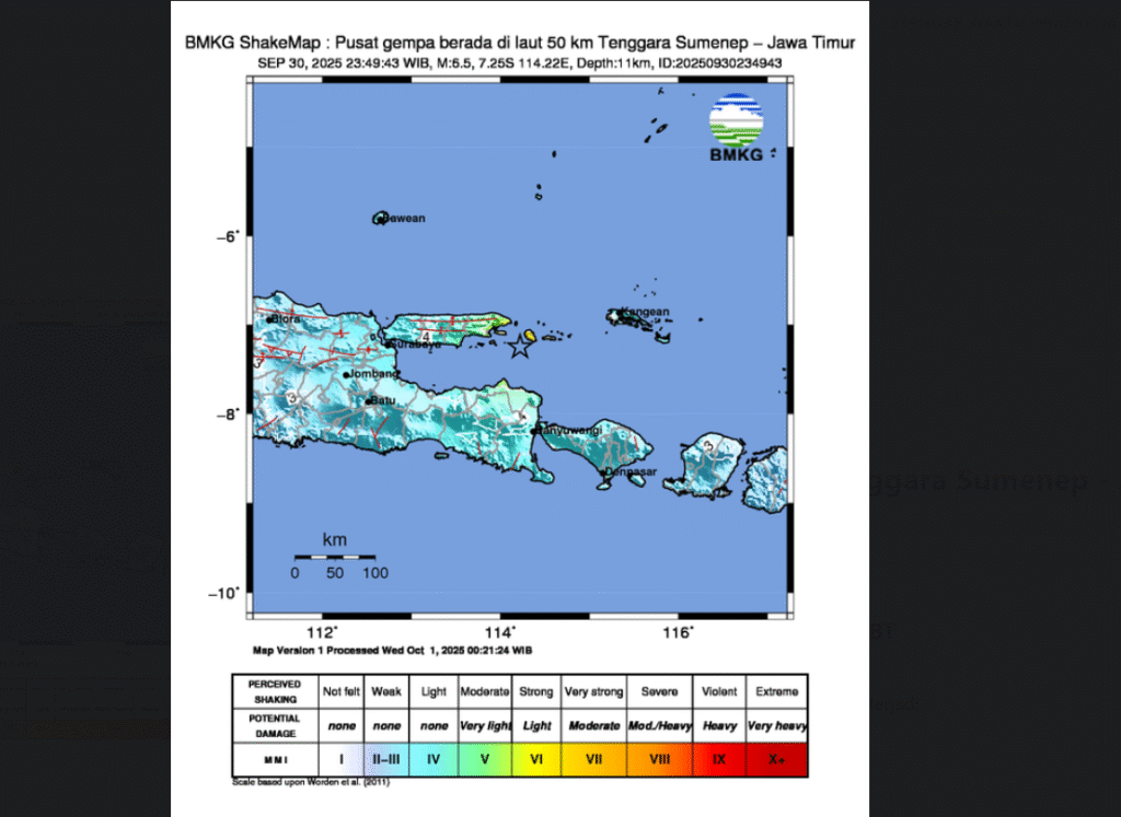 Empat Gempa Susulan Guncang Sumenep, BMKG Pastikan Tidak Berpotensi Tsunami
