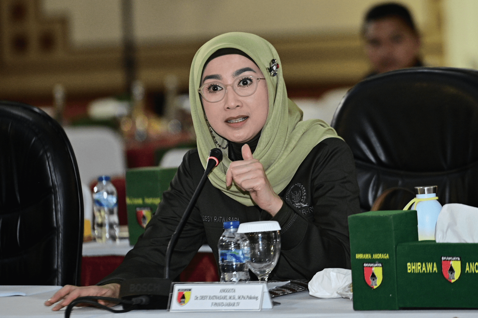 Anggota Komisi I DPR RI, Desy Ratnasari, dalam Kunjungan Kerja Reses Komisi I DPR RI di Kodam V/Brawijaya, Kota Surabaya, Pronvinsi Jawa Timur, Rabu (8/10/2025)
