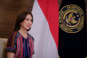 Menteri Pariwisata Widiyanti Putri Wardhana saat Laporan Kinerja Bulanan Kementerian Pariwisata (Kemenpar) di Gedung Sapta Pesona, Jakarta Pusat, Rabu (8/10/2025).
