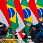 Presiden Republik Indonesia Prabowo Subianto melakukan pertemuan tête-à-tête dengan Presiden Republik Federasi Brasil Luiz Inácio Lula da Silva di ruang kerja Presiden Prabowo, Istana Merdeka, Jakarta, pada Kamis, 23 Oktober 2025.