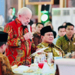 Presiden Republik Indonesia Prabowo Subianto menjamu tamu negara Presiden Republik Federasi Brasil Luiz Inácio Lula da Silva dan Ibu Negara Rosangela (Janja) Lula da Silva dalam sebuah santap malam kenegaraan di halaman Istana Kepresidenan Jakarta, pada Kamis, 23 Oktober 2025.