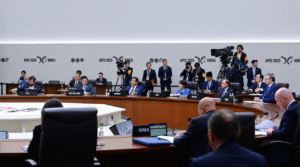 Presiden Republik Indonesia Prabowo Subianto menyampaikan national speech pada APEC Economic Leaders’ Meeting (AELM) sesi ke-2 di Hwabaek International Convention Centre (HICO), Gyeongju, Republik Korea, pada Sabtu, 1 November 2025.