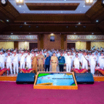 Bupati Wayan Adi Arnawa saat acara penyerahan bonus atlet dan pelatih Porprov Bali XVI Tahun 2025 di Ruang Kertha Gosana, Puspem Badung, Senin (3/11).