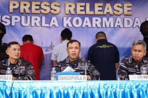 Konferensi Pers di Kantor Nala Satrol Koarmada IX Ambon.