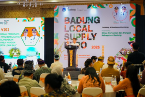 Bupati Wayan Adi Arnawa menghadiri acara temu usaha dan Badung Local Supply Expo Tahun 2025, di Balai Budaya Giri Nata Mandala, Puspem Badung, Kamis (18/12).