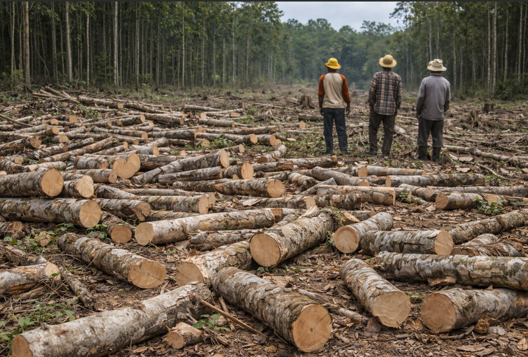 Ilustrasi penebangan hutan