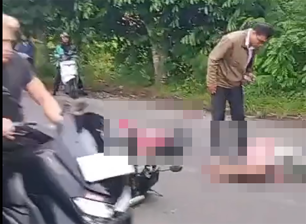 Tangakapan layar video kecelakaan maut di simpang Gang Buahan, Jalan Goa Gong, Desa Ungasan, Kecamatan Kuta Selatan, Selasa (2/12/2025) siang.