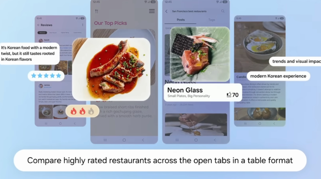 Kemampuan Multi-AI di Galaxy S26 Series memungkinkan pengguna untuk mengeksekusi tugas kompleks secara instan seperti merangkum dan membandingkan informasi dari berbagai sumber sekaligus.
