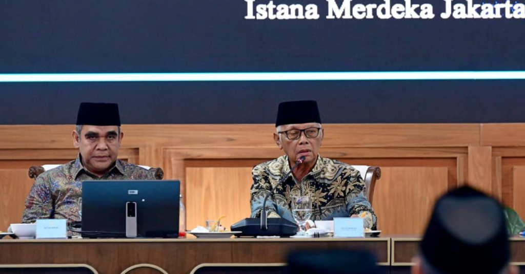 Ketua Umum Majelis Ulama Indonesia (MUI) K.H. Anwar Iskandar menyampaikan pandangannya pada kegiatan Silaturahmi Presiden dengan Para Kiai dan Tokoh Organisasi Kemasyarakatan Islam di Istana Kepresidenan Jakarta, pada Kamis, 5 Maret 2026.