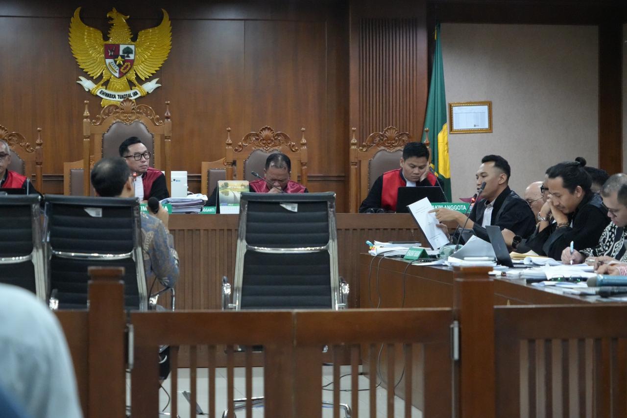 Suasana persidangan dugaan korupsi program digitalisasi pendidikan melalui pengadaan Chromebook di Pengadilan Tindak Pidana Korupsi (Tipikor) pada Pengadilan Negeri Jakarta Pusat, Selasa (10/3/2026).