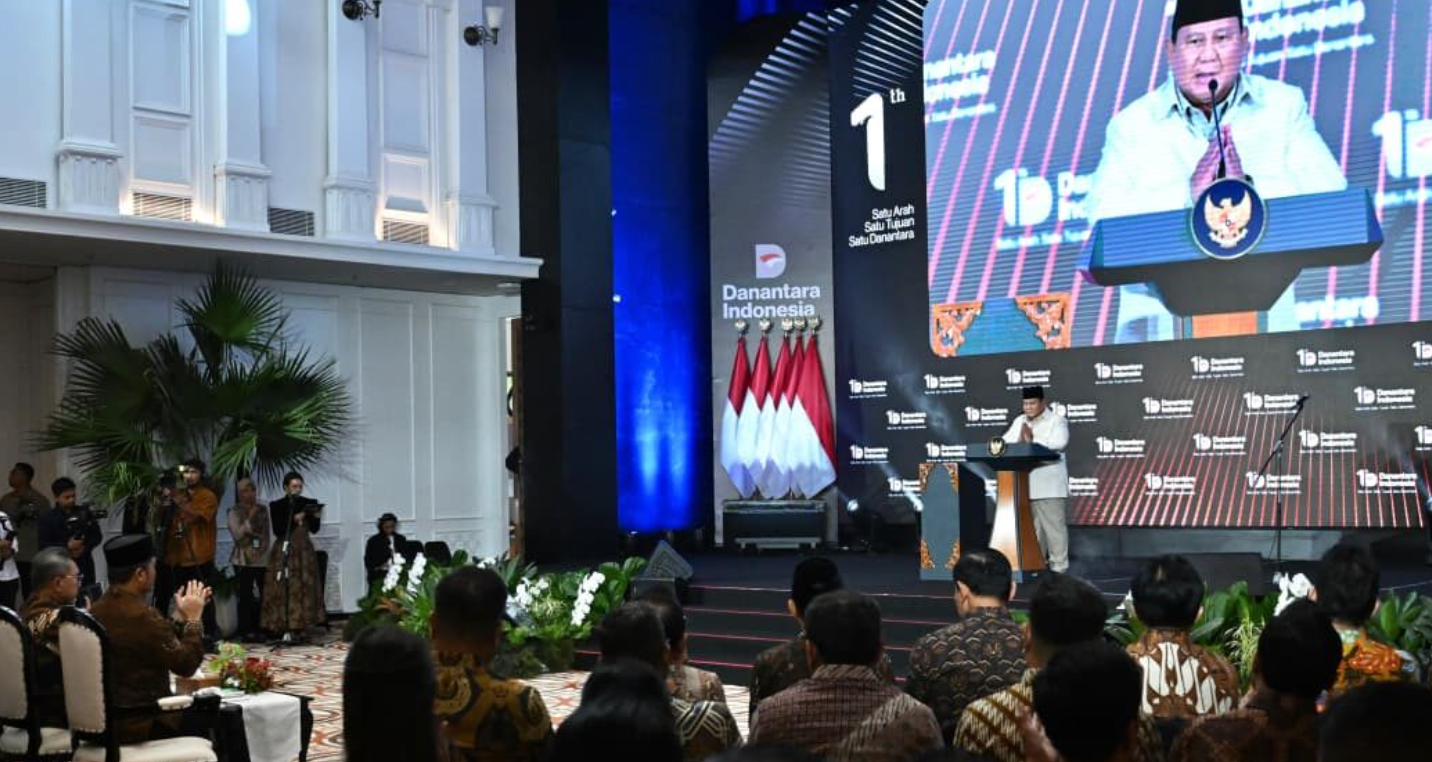Presiden Prabowo Subianto menghadiri acara tasyakuran Hari Ulang Tahun (HUT) ke-1 Danantara Indonesia yang digelar di Wisma Danantara, pada Rabu, 11 Maret 2026.