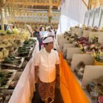 Bupati Wayan Adi Arnawa saat hadiri Karya Maligia Punggel yang dirangkaikan dengan nyekah massal di Griya Agung Banjar Aseman, Desa Abiansemal. Rabu (15/4).