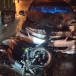 Kondisi Mobil dan sepeda motor di lokasi kejadian.