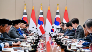Presiden Republik Korea Lee Jae Myung melakukan pertemuan bilateral dengan Presiden Prabowo Subianto yang berlangsung di Istana Kepresidenan Republik Korea, Cheong Wa Dae (Blue House), pada Rabu, 1 April 2026.