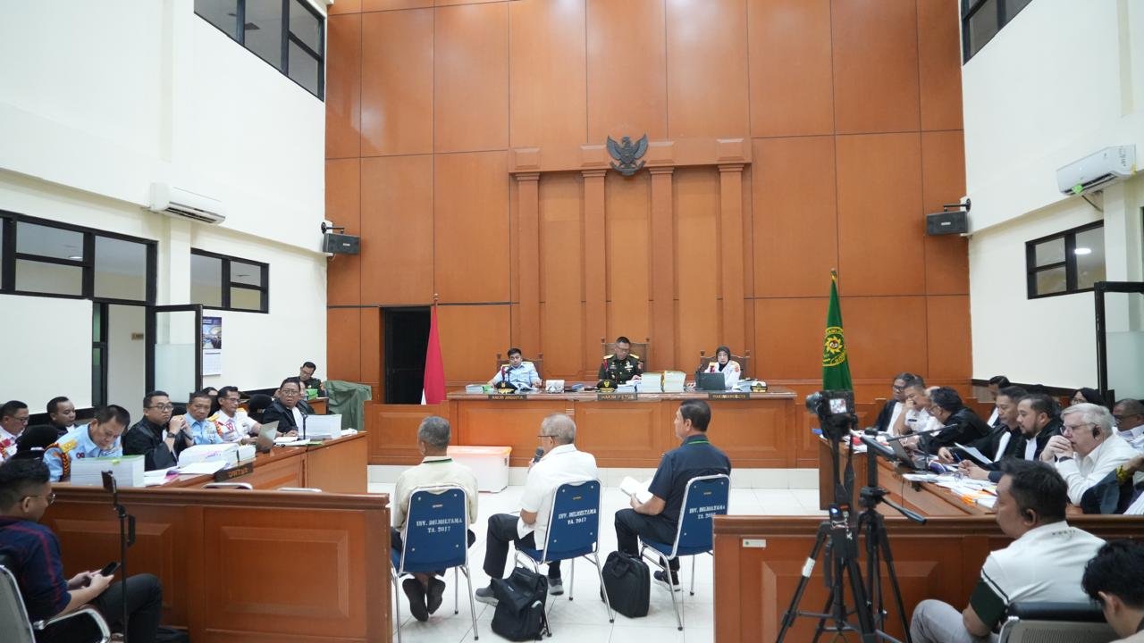 Sidang lanjutan perkara dugaan tindak pidana korupsi proyek pengadaan user terminal satelit slot orbit 123° BT di Kementerian Pertahanan, digelar di Pengadilan Militer Tinggi II Jakarta, Selasa (5/5/2026).