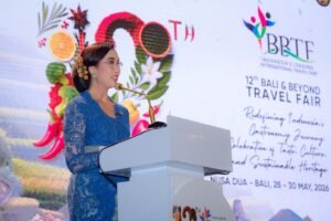Menteri Pariwisata Widiyanti Putri Wardhana dalam sambutannya pada pembukaan Bali & Beyond Travel Fair (BBTF) 2026 di Heritage Beach Garden, The Westin Resort Nusa Dua, Bali, (28/5/2026).