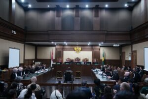 Suasana sidang perkara tindak pidana korupsi Chromebook di Pengadilan Tindak Pidana Korupsi pada Pengadilan Negeri Jakarta Pusat, Senin (4/5/2026).